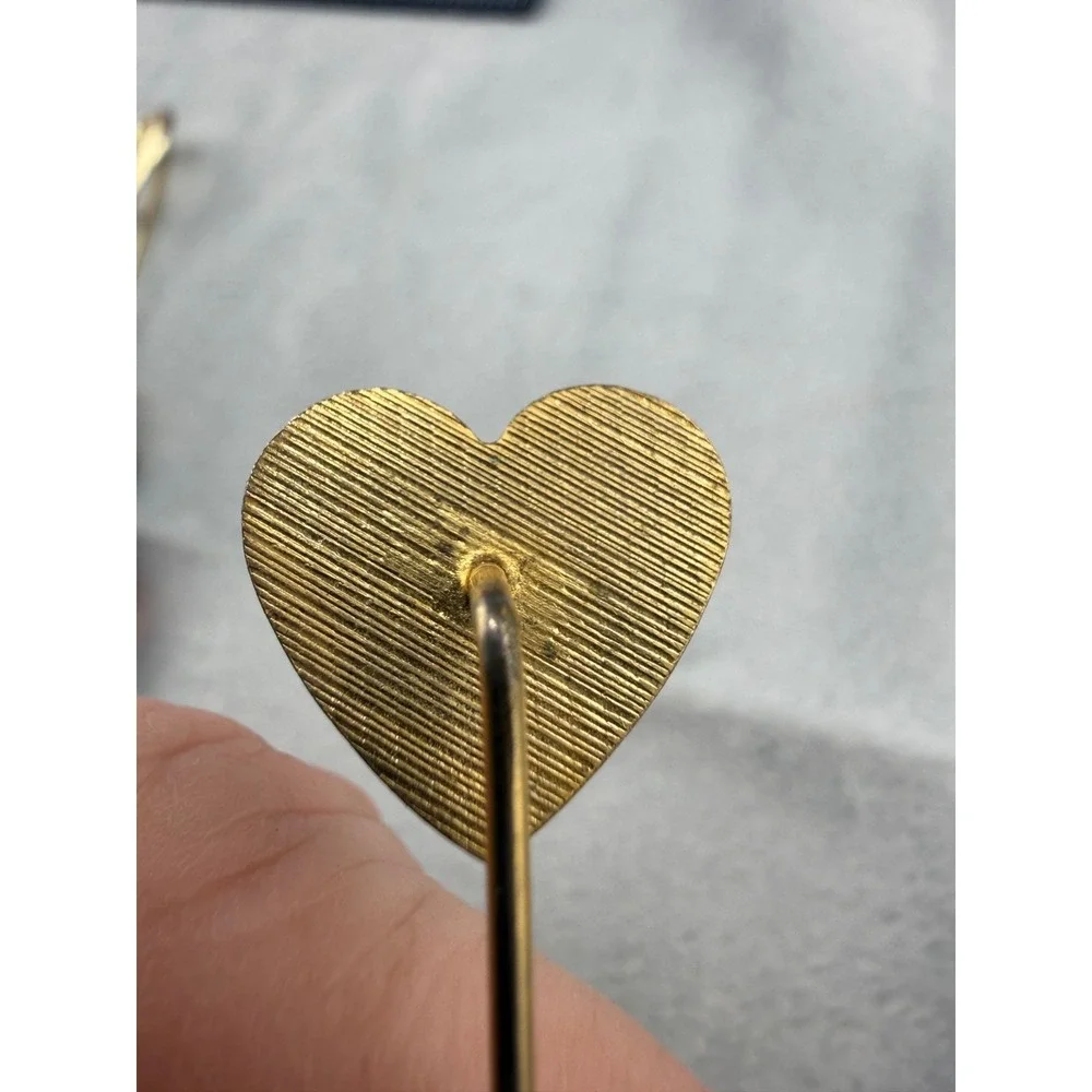 Vintage Brooch Lot Hearts Gold Tone Stuck Pin  Mother of Pearl Initial‎